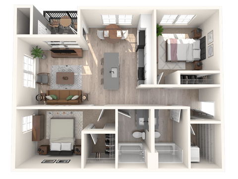 South Ridge Apartments West 2 Bed C Floor Plan
